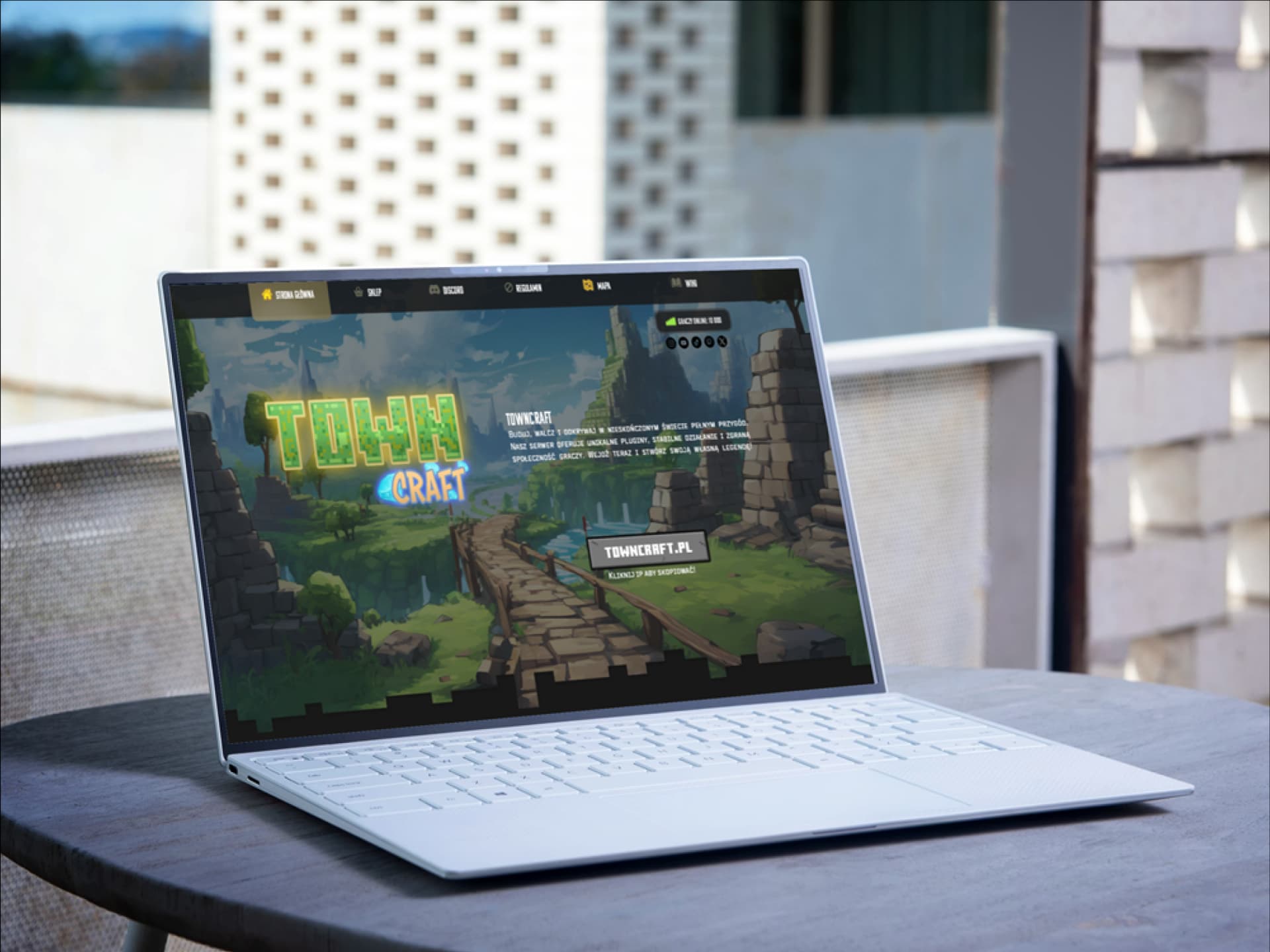 TownCraft - mockup strony serwera Minecraft